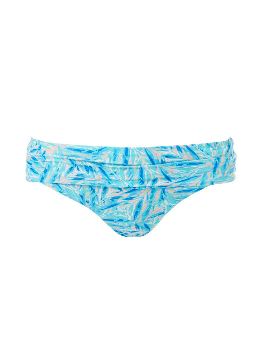Brussels Blue Leaf Seamless Fold Over Bikini Bottom