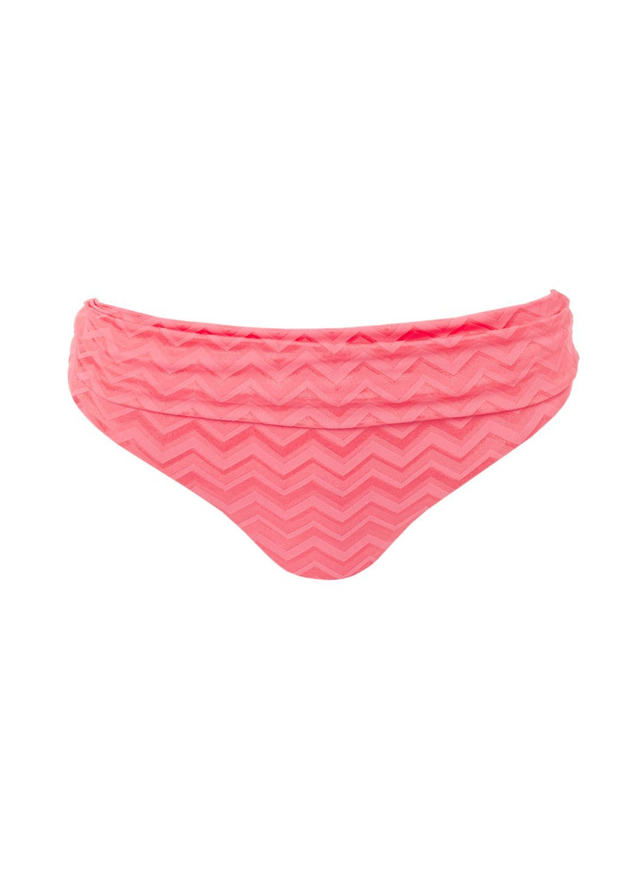 Brussels Coral Seamless Fold Over Bikini Bottom