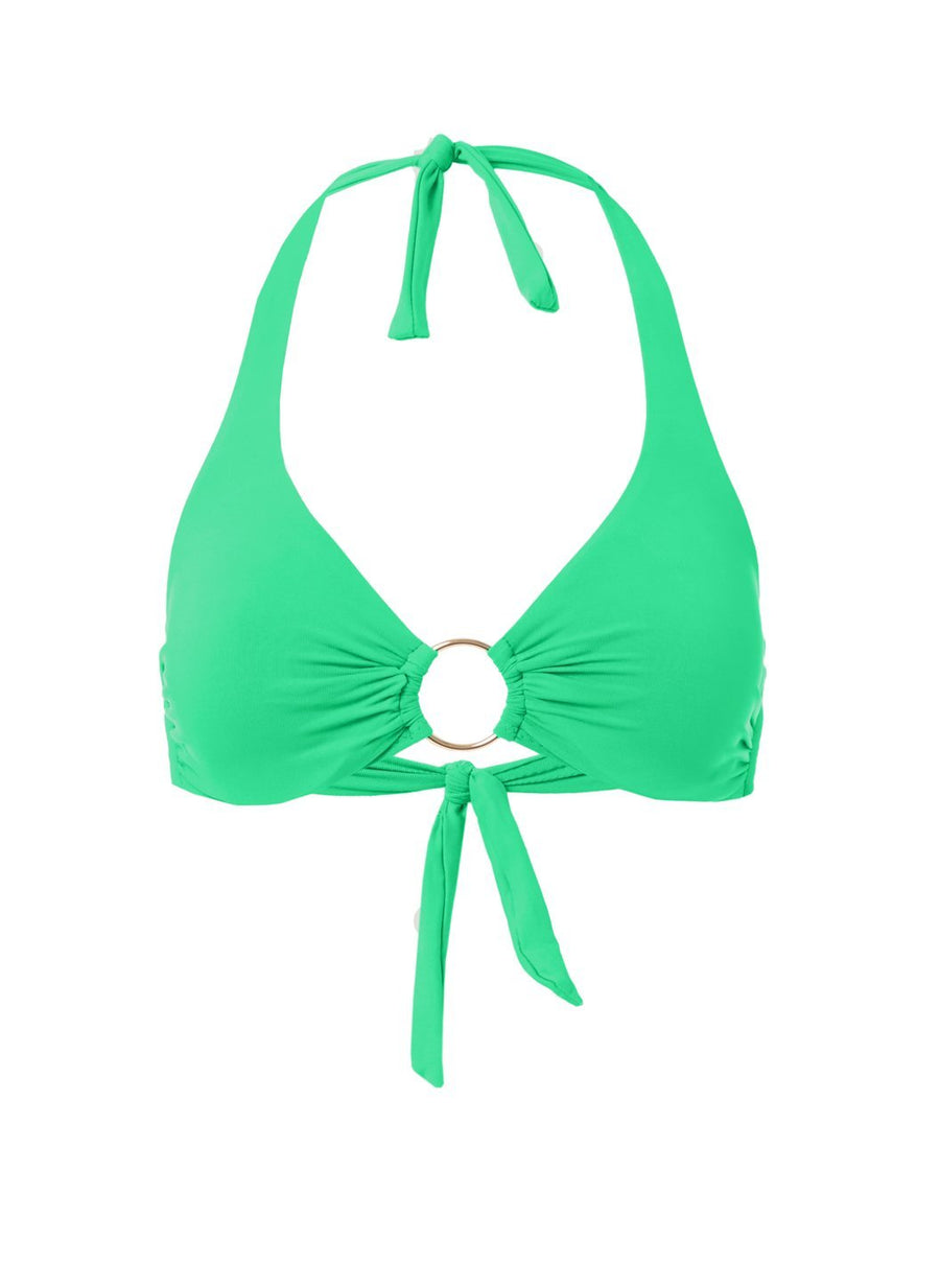 Brussels Green Halterneck Ring Supportive Bikini Top