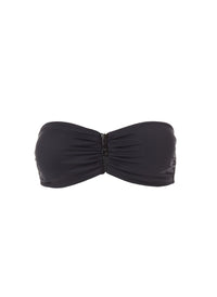 Cayman Black Bandeau Zip Front Bikini Top