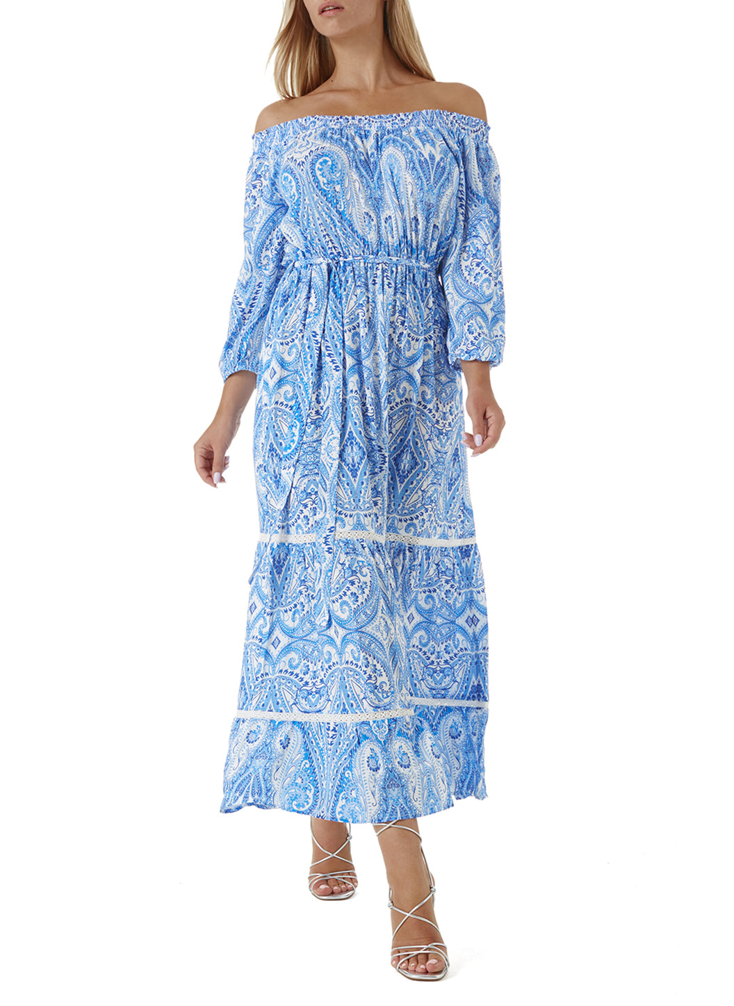 blue and white aztec dress VERA MINI DRESS main image 0