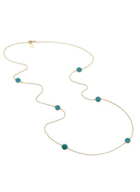 Gold Turquoise Enamel Long Necklace