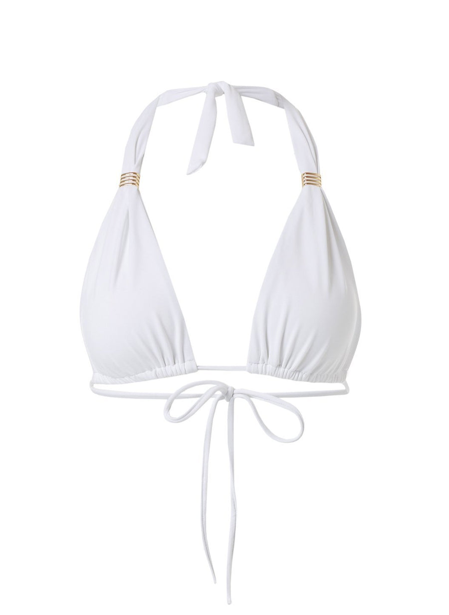 Grenada White Adjustable Halterneck Bikini Top