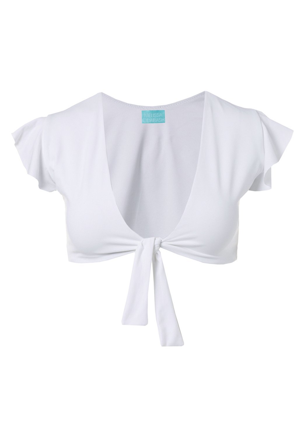 Koh Samui White Tie-Front Frill Crop Bikini Top