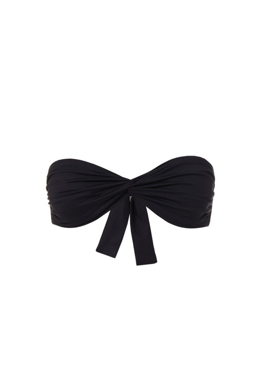 Lyon Black High Waisted Bandeau Bikini Top