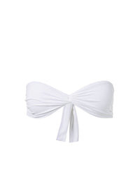 Lyon White High Waisted Bandeau Bikini Top