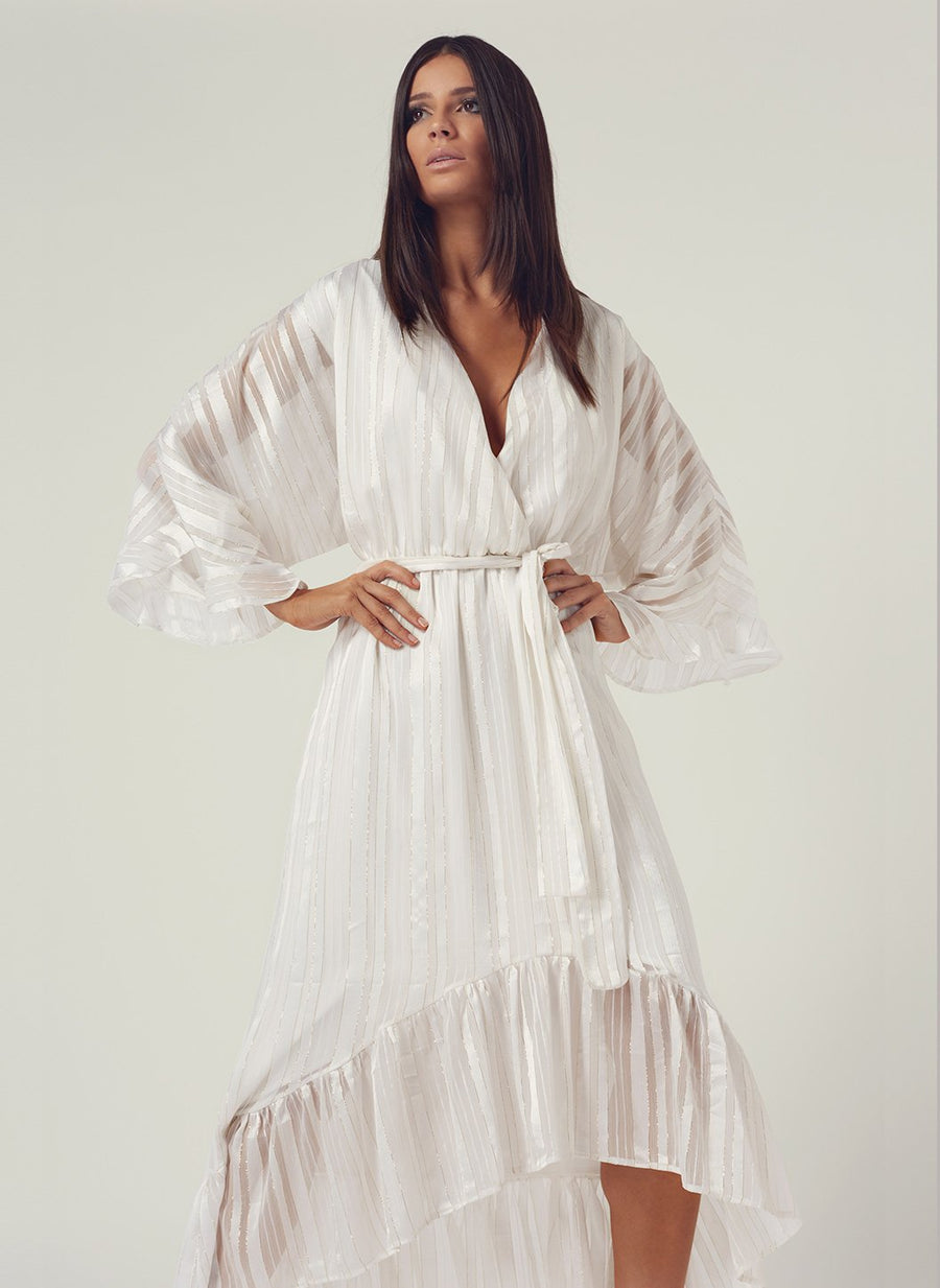 Look 9 Flare Sleeve Midi Dress Pearl