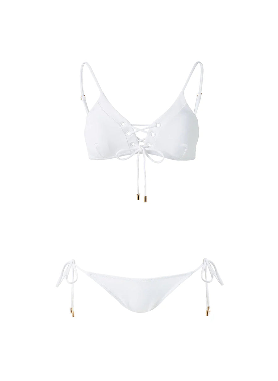 Mesh Bandeau Sofia White Bikini Set Low – Casa Colo