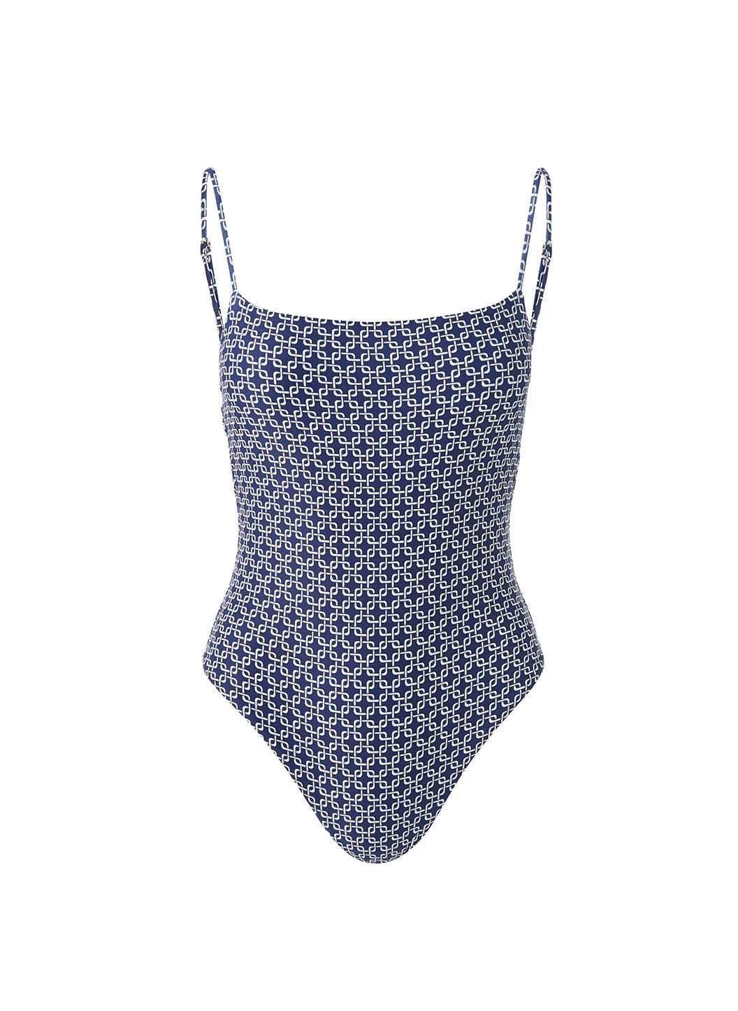 Melissa Odabash Maui Navy Links Skinny Strap Over The Shoulder Swimsuit