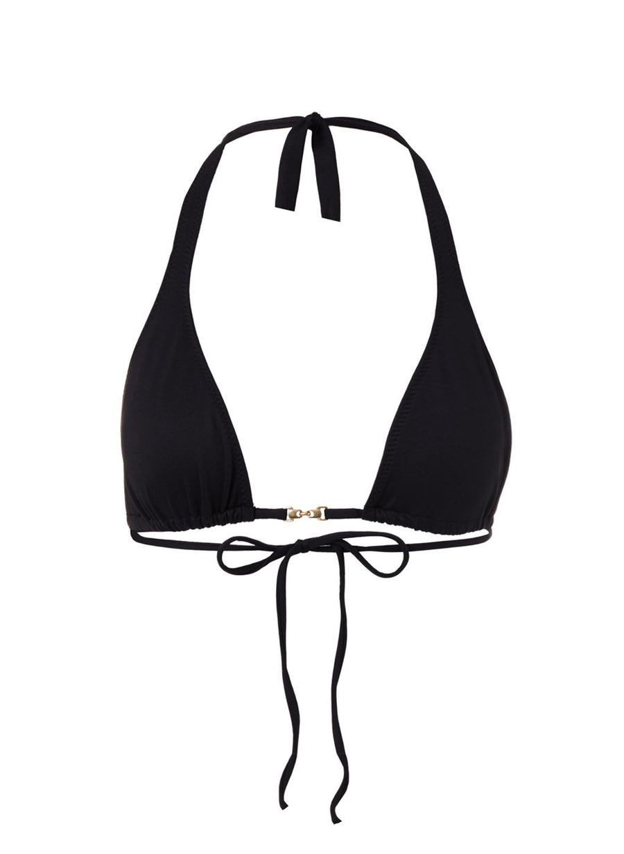 Mustique Black Halterneck Gold Link Bikini Top