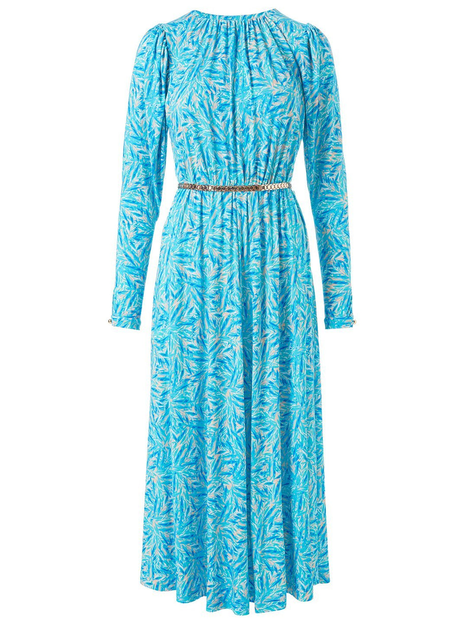 Nightingale Blue Leaf Dress Cutout