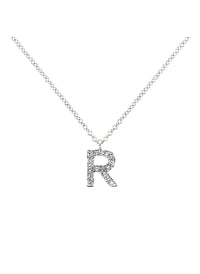 Rhodium Swarovski Letter 'R' Pendant