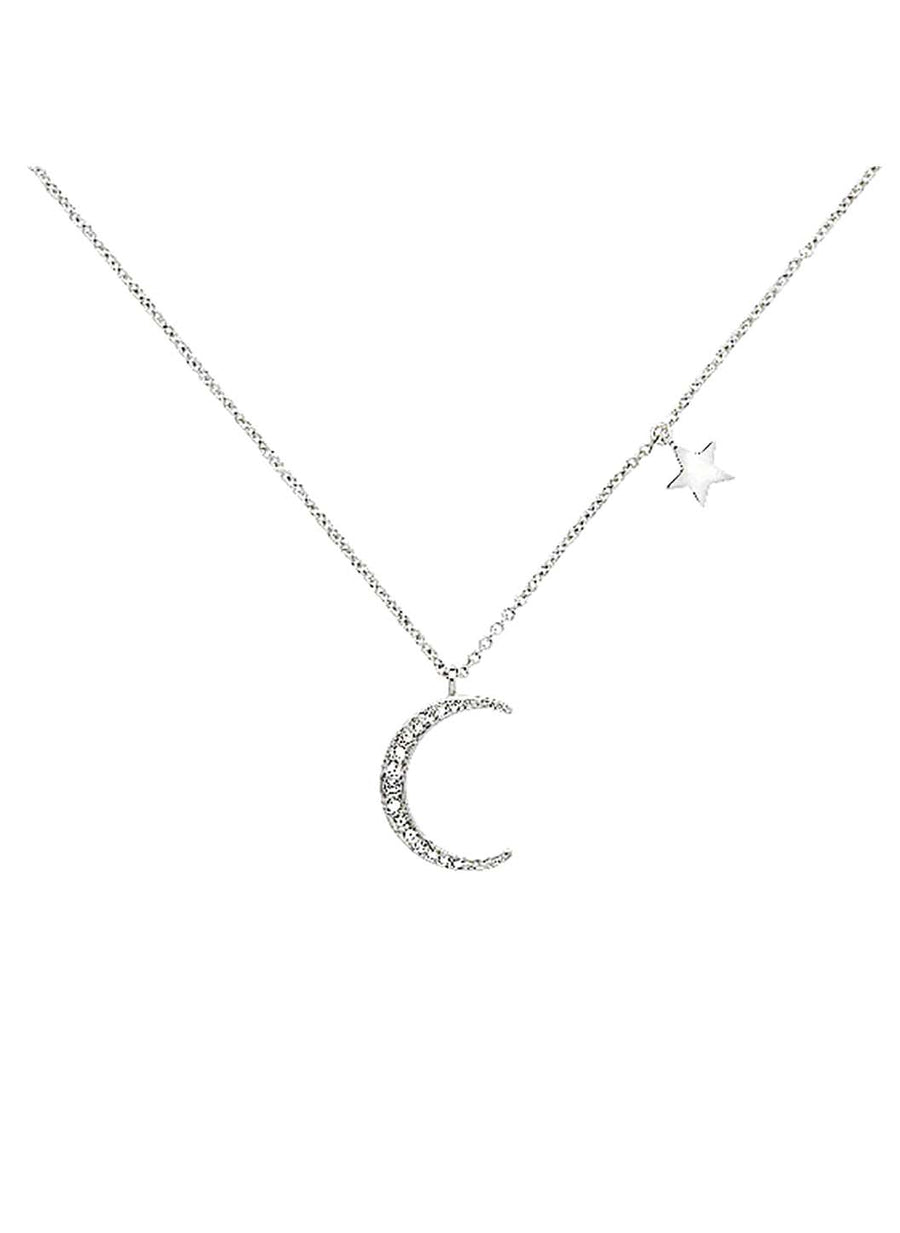 Silver Swarovski Moon Pendant