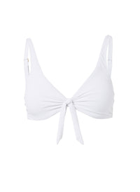 Sanjuan White Pique Over The Shoulder Knot Supportive Bikini Top