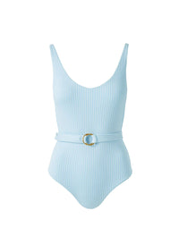 St Tropez Sky Ribbed Swimsuit Cutout 2023 
