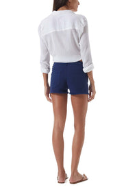 alexi navy lace up shorts model_B