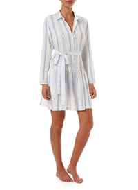 amelia blue stripe short belted shirt dress 2019 F