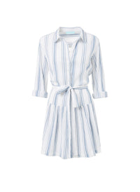 amelia blue stripe short belted shirt dress 2019