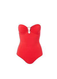 argentina red pique bandeau triangletrim onpiece swimsuit 2019