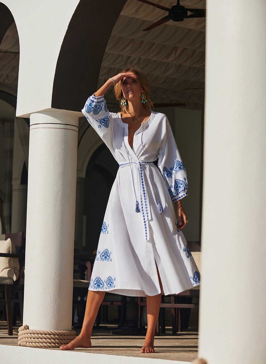 Audrey White/Celeste Midi Kaftan