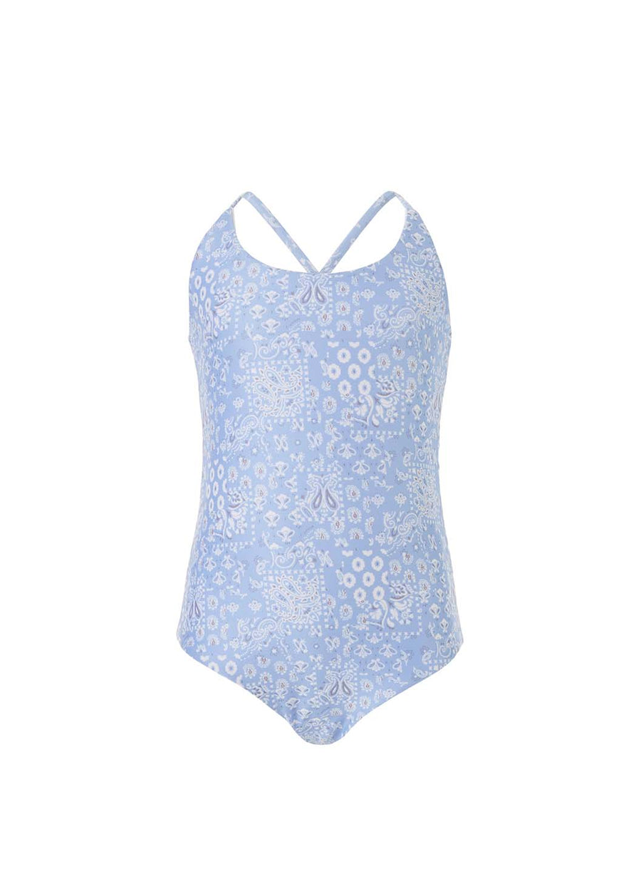Baby Vicky Blue Paisley/White  Reversible Swimsuit