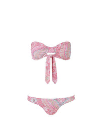 barbados blush paisley underwired cup bandeau bikini Cutout