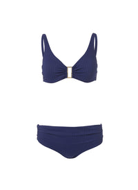 bel air navy ribbed supportive over the shoulder bikini Cutout
