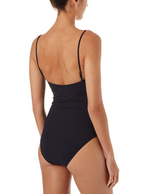 calabasas black ribbed overtheshoulder popper onepiece swimsuit 2019 B