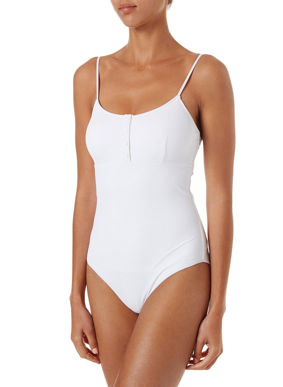 calabasas white ribbed overtheshoulder popper onepiece swimsuit 2019 F
