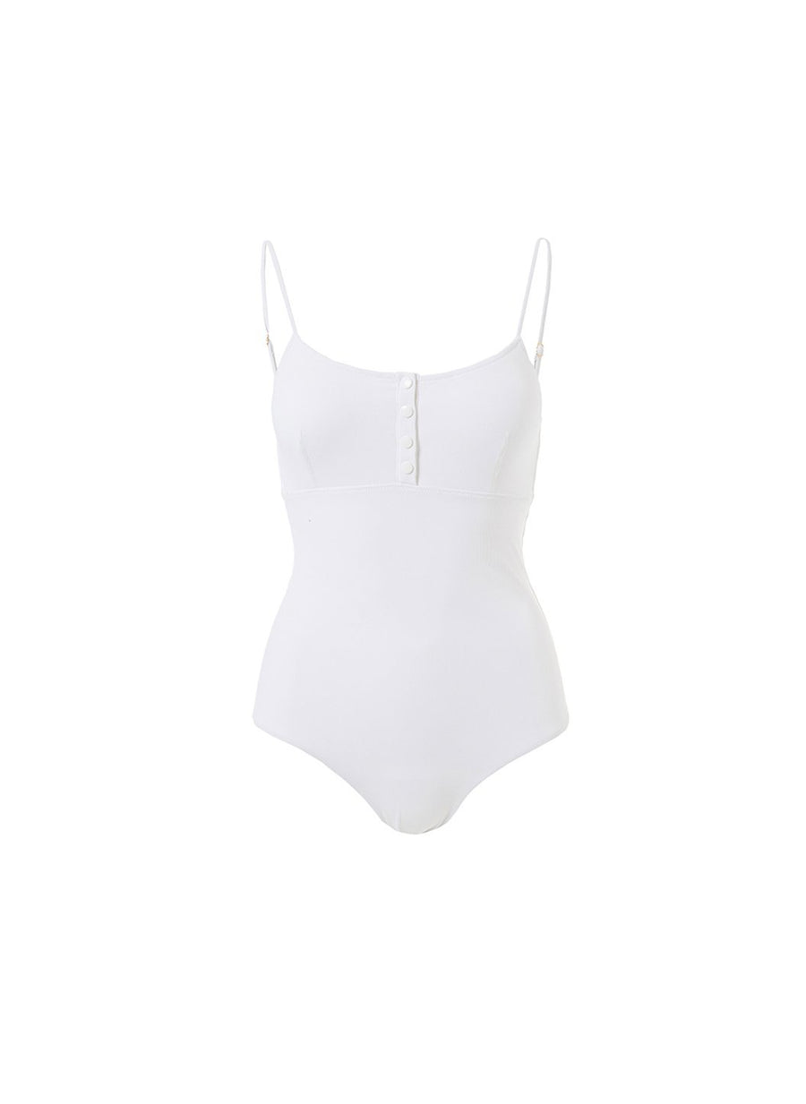 calabasas white ribbed overtheshoulder popper onepiece swimsuit 2019