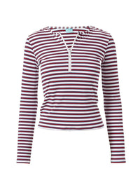 cali-red-nautical-stripe-long-sleeve-bikini-top