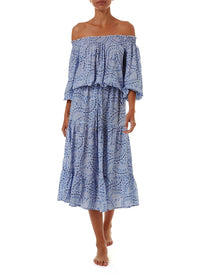 carmen blue fan offtheshoulder midi dress 2019 F