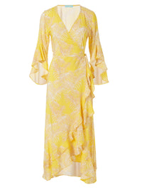 Cheryl Tropical Yellow Maxi Wrap Dress 2020