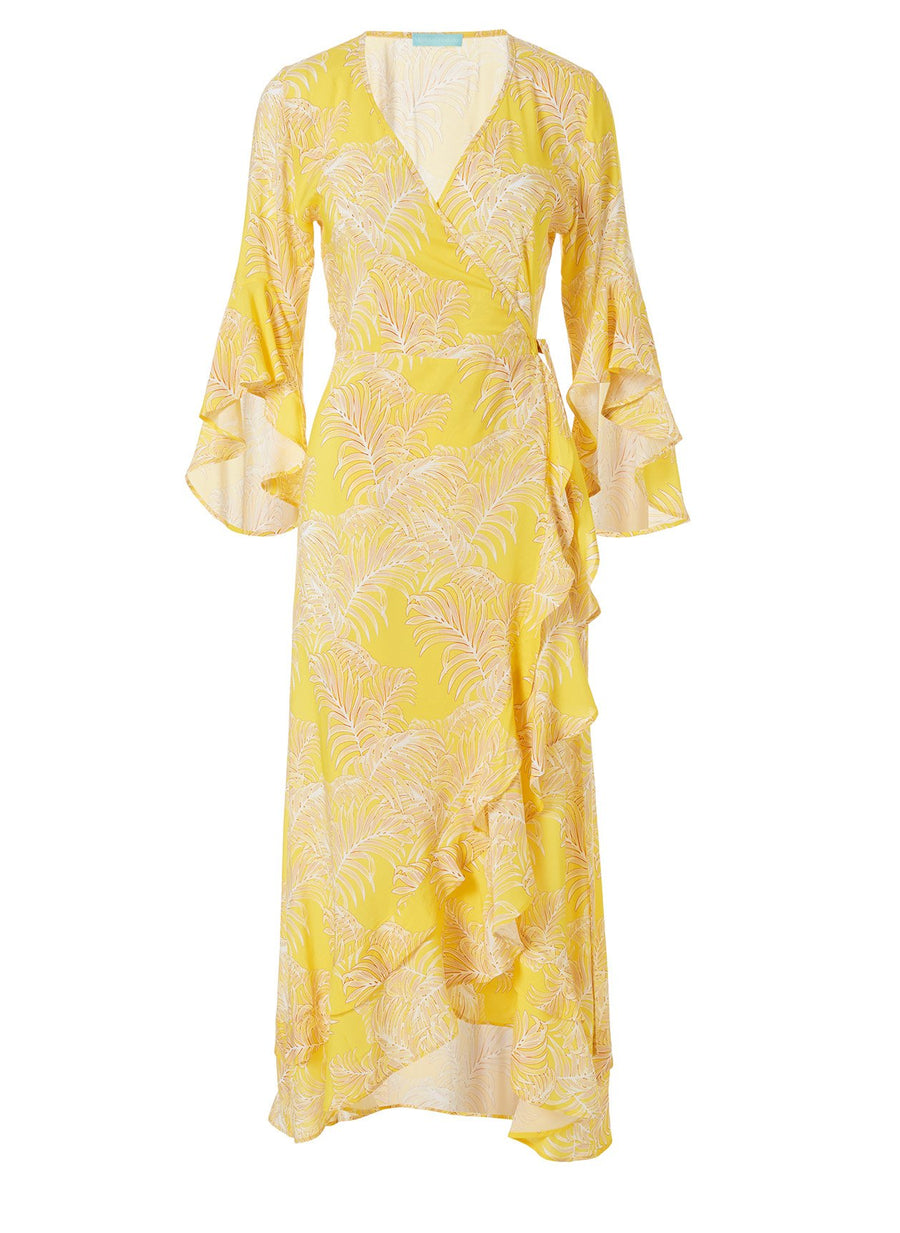 Cheryl Tropical Yellow Maxi Wrap Dress 2020