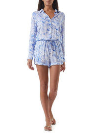 chloe blue tropical utility playsuit model_F
