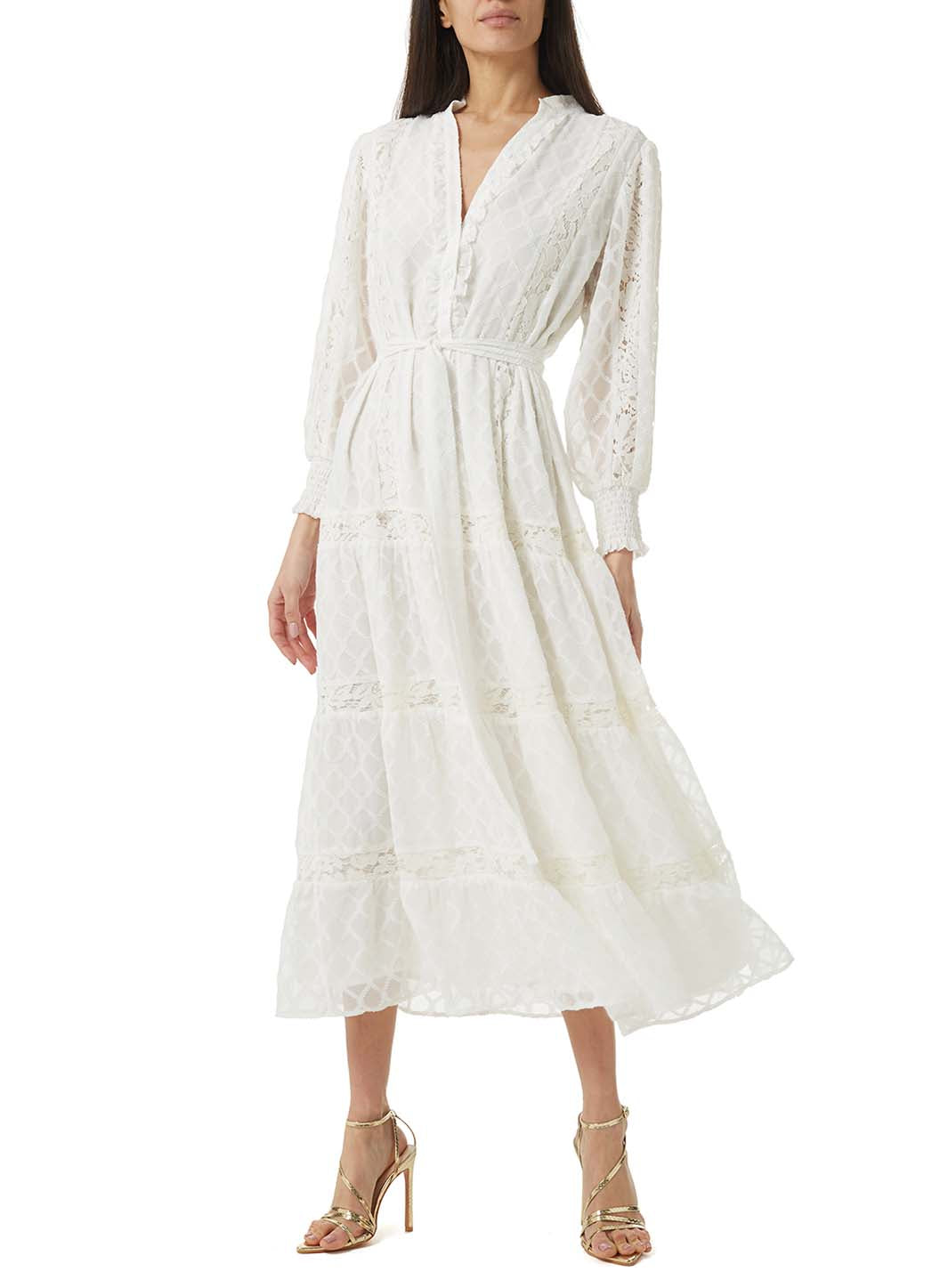 dahlia white midi dress front