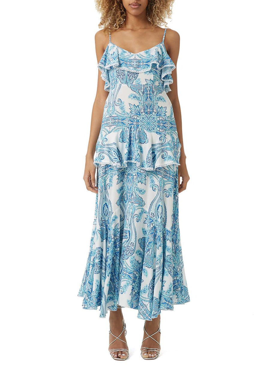daisy ornate print maxi dress front