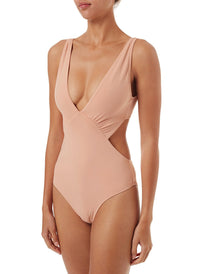 delmar tan overtheshoulder vneck cutout onepiece swimsuit 2019 F