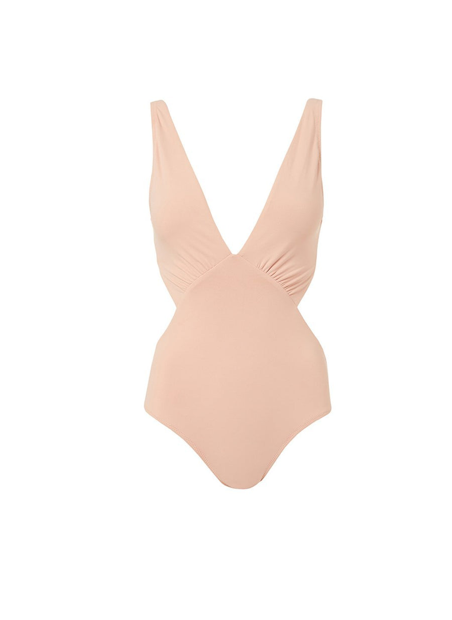 delmar tan overtheshoulder vneck cutout onepiece swimsuit 2019