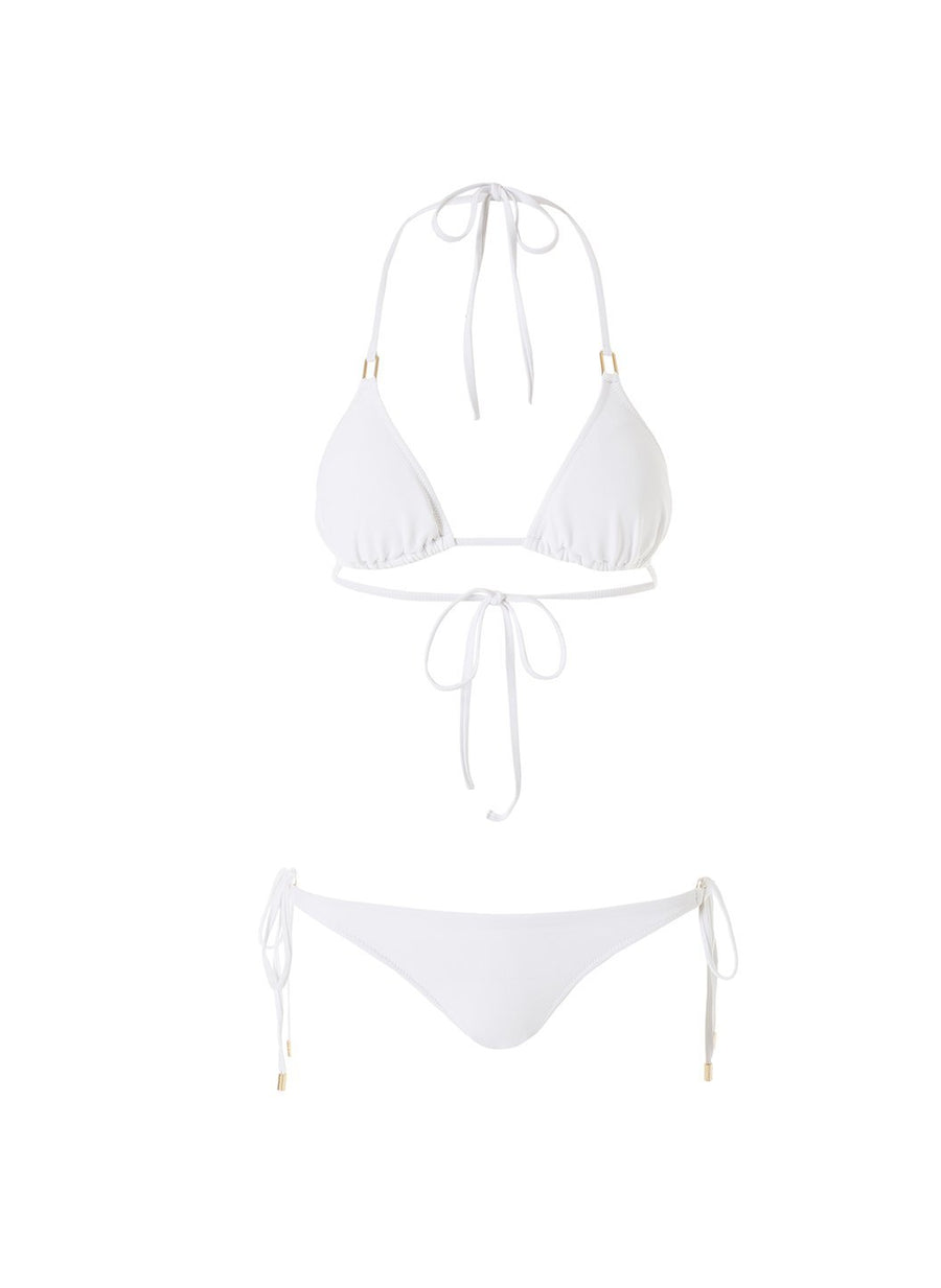 exclusive cancun white ribbed classic triangle bikini 2019