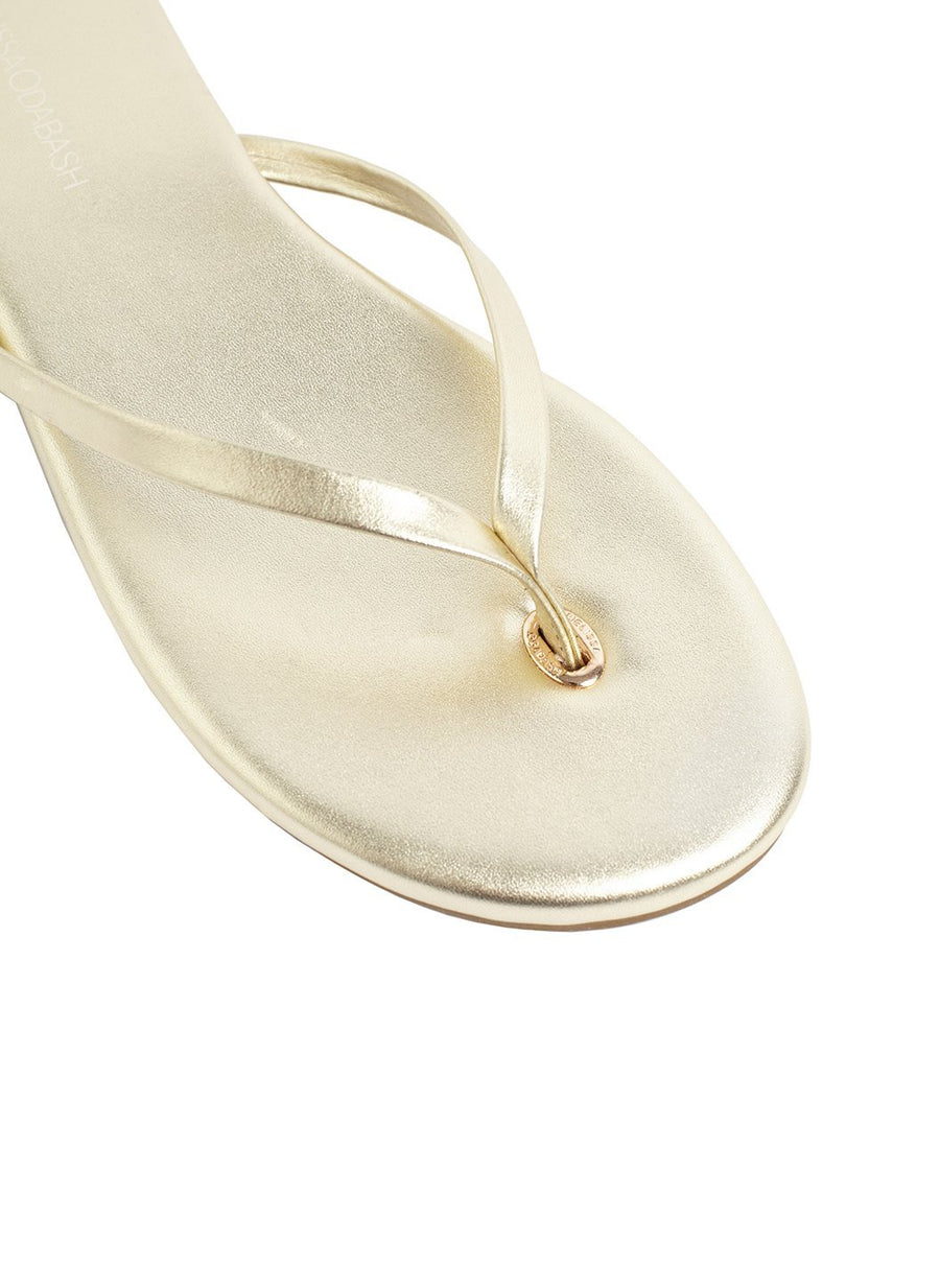 Leather Flip Flops Gold