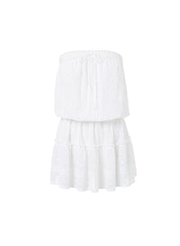 fru white textured bandeau short frill beach dress 2019
