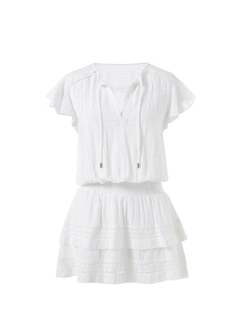 Georgie White Tiered Skirt Short Dress