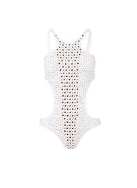 hollywood white studded cutout onepiece swimsuit 2019