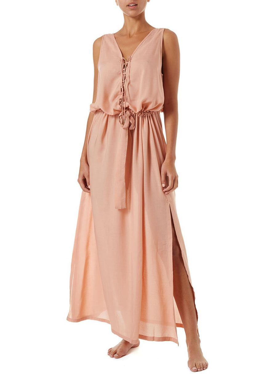 jacquie tan laceup belted maxi dress 2019 F