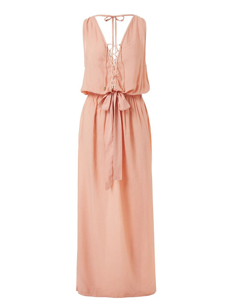 jacquie tan laceup belted maxi dress 2019