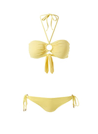    janerio-yellow-halter-ring-trim-bandeau-bikini