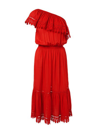 jo red oneshoulder embroidered frill midi dress 2019