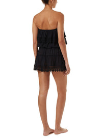 joy black bandeau embroidered frill short dress 2019 B