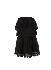 joy black bandeau embroidered frill short dress 2019